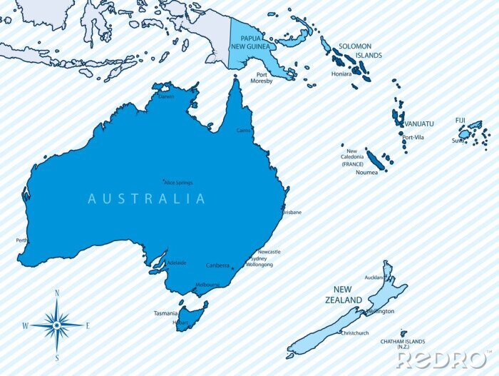 Papier peint  Carte de l'Australie avec l'océan