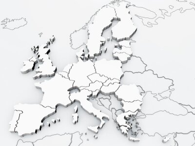 Papier peint  Carte de l'Europe en 3D