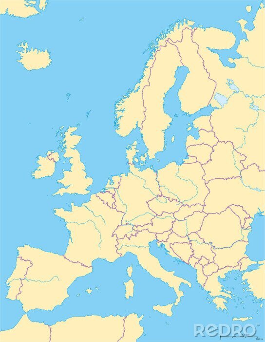 Papier peint  Carte de l'Europe politique et de la région