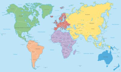 Carte de visite - Kontinente in Farbe (hoher Detailgrad)