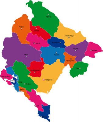 Carte des divisions administratives du Monténégro
