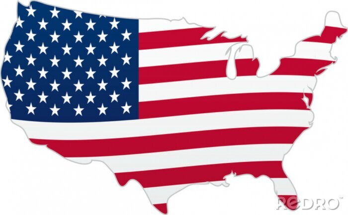 Papier peint  Carte des Etats-Unis d'Amérique AVEC drapeau