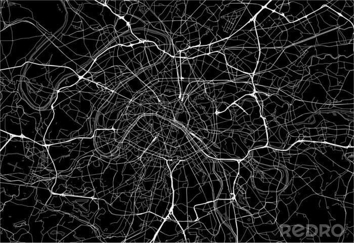 Papier peint  Carte des zones sombres de Paris, France