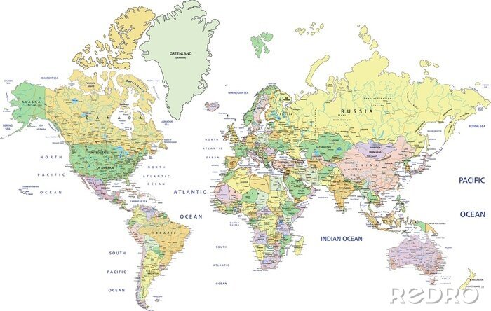 Papier peint  Carte détaillée du monde entier