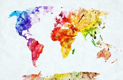 Carte du monde abstraite peinte à l'aquarelle