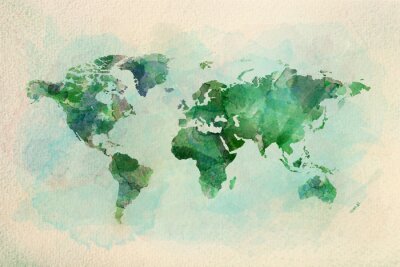 Papier peint  Carte du monde aquarelle dans un style vintage