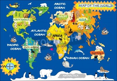 Papier peint  Carte du monde avec des navires