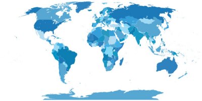 Carte du monde bleu coloré