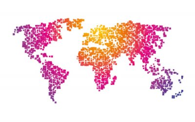 Carte du monde carrés gradient de couleur