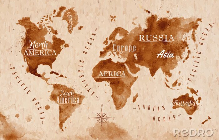 Papier peint  Carte du monde carte rétro