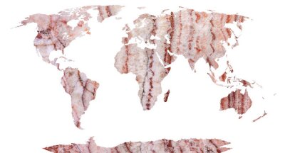 Papier peint  Carte du monde, continents en pierre de fond.