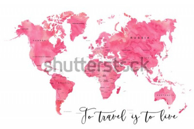 Papier peint  Carte du monde dans les tons de rose