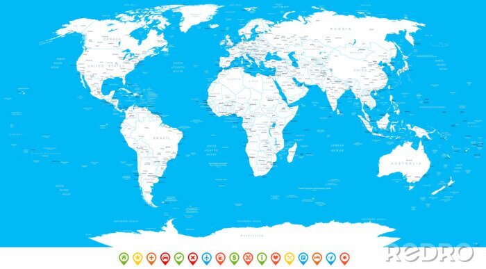 Papier peint  Carte du monde de navigation avec les océans