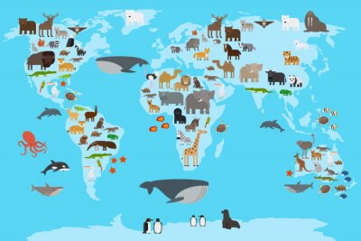 Papier peint  Carte du monde des animaux