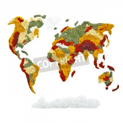 Papier peint  Carte du Monde des Épices et fines herbes