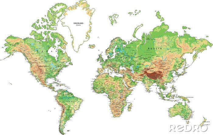 Papier peint  Carte du monde détaillée