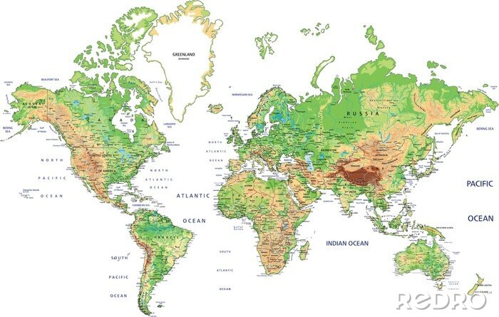 Papier peint  Carte du monde détaillée