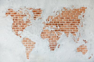 Papier peint  Carte du monde en briques