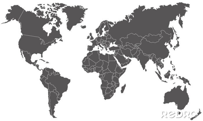 Papier peint  Carte du monde en gris