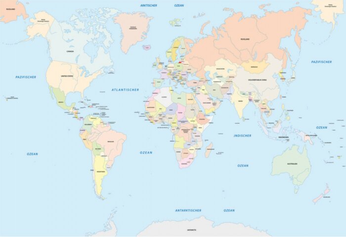 Papier peint  Carte du monde en langue allemande