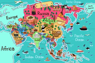 Carte du monde et animaux pour enfants