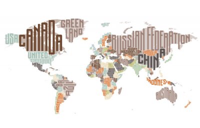Papier peint  Carte du monde fait des noms de pays typographiques