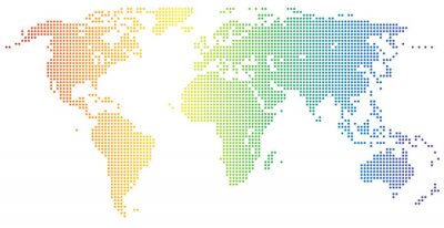Carte du monde faite de points colorés
