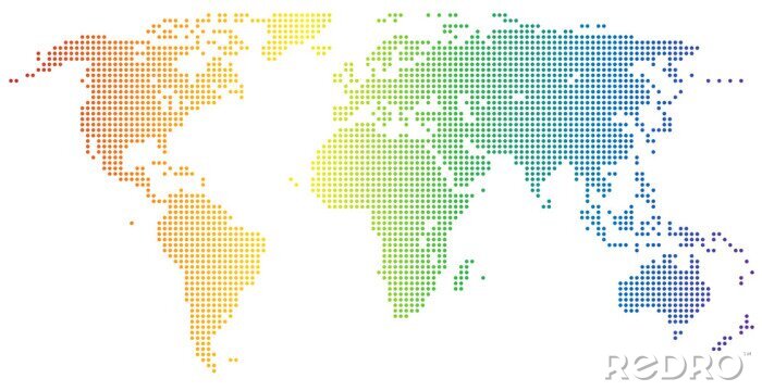 Papier peint  Carte du monde faite de points colorés