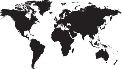 Papier peint  Carte du monde isolé sur fond blanc