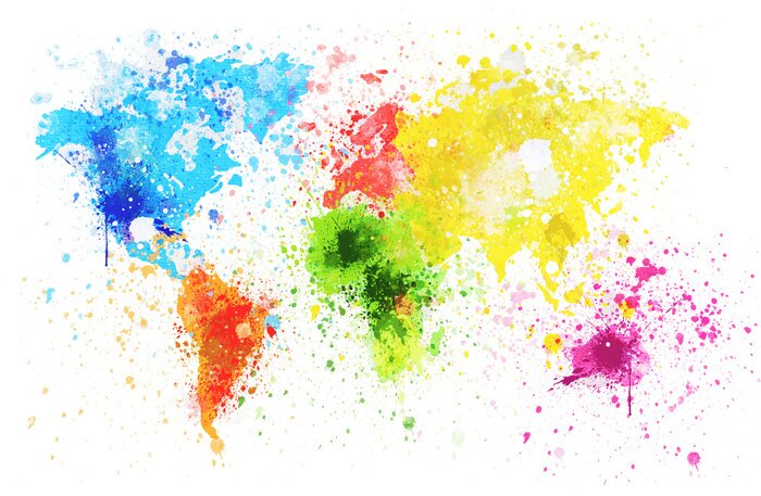 Papier peint  carte du monde la peinture