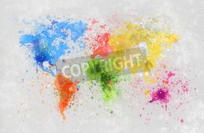 Papier peint  Carte du monde la peinture sur papier fait main