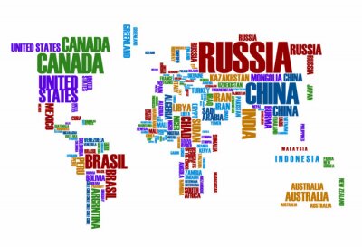 Carte du monde: les contours du pays se compose des mots