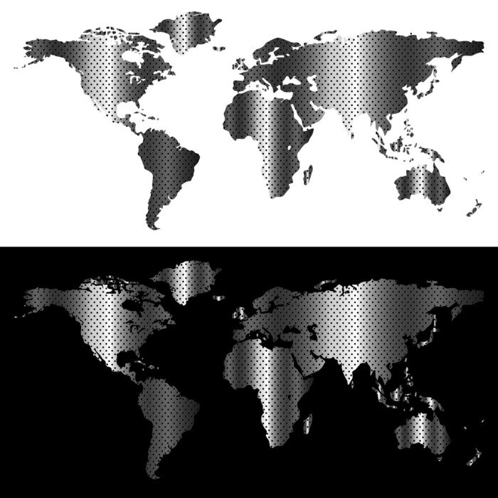 Papier peint  Carte du monde métallique, concept industriel conception abstraite.