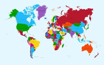 Carte du monde, pays coloré atlas fichier vectoriel EPS10.