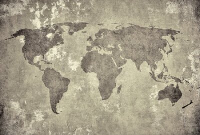 Papier peint  Carte du monde peinte sur béton
