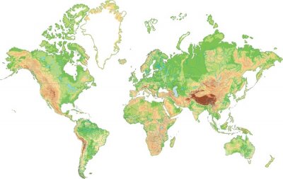 Carte du monde physique par satellite