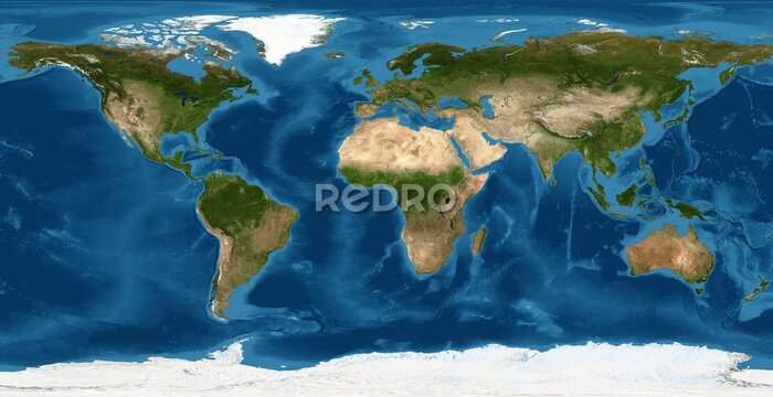 Papier peint  Carte du monde physique sur une image satellite