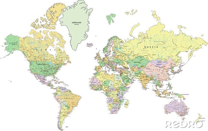Papier peint  Carte du monde politique 3D