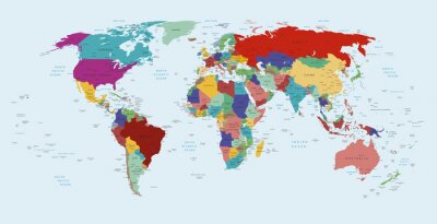 Carte du monde politique colorée