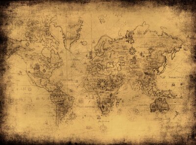 Carte du monde stylisée ancienne