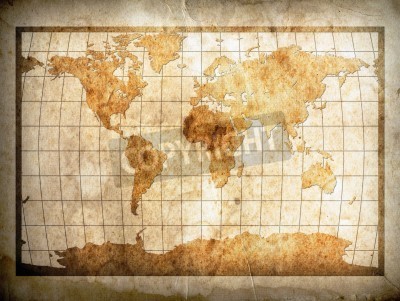 Papier peint  Carte du monde sur le vieux papier brun avec l'ombre