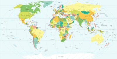 Papier peint  Carte du monde - très détaillées illustration vectorielle.