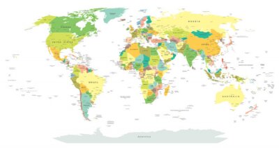 Papier peint  Carte du monde - très détaillées illustration vectorielle.
