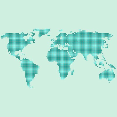 Papier peint  Carte du monde verte pointillé
