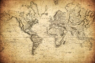 Carte du monde vintage 1814