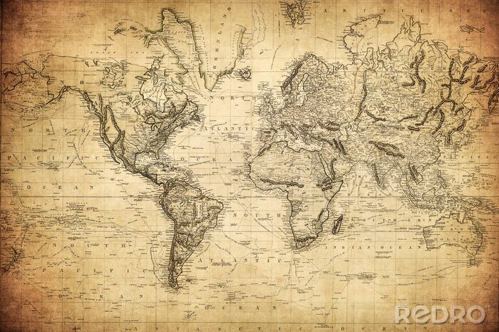 Papier peint  Carte du monde vintage 1814