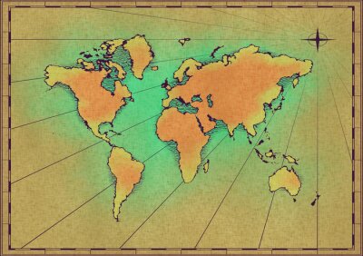 Carte du vieux monde en couleurs