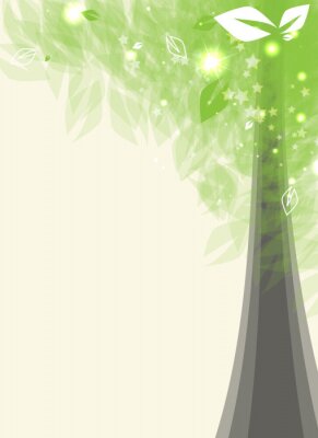 carte futuriste arbre stylisé avec feuillage vert