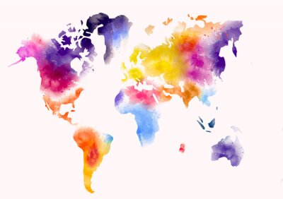 Papier peint  Carte mondiale aquarelle