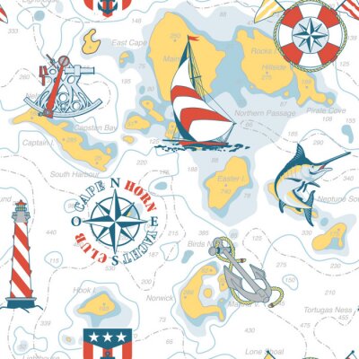Carte nautique, seamless